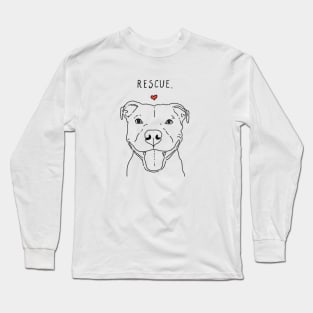 Rescue Love Smiling Pit Bull, Pittie, Pitbull Mom, Dog Lover Long Sleeve T-Shirt